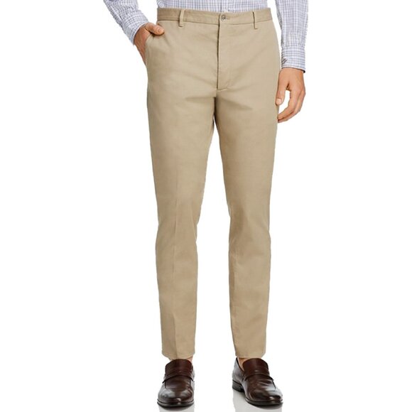 NEW $275 Zanella Noah Chinos Pants! 40Weathered TanCotton & Linen Flat Front